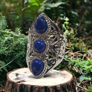 New Boho Lapis Filigree Ring Sz 8